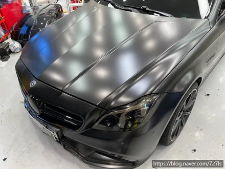 [광진구 랩핑] 밴츠 CLS 63 AMG 락그레이 랩핑 전체 제거 후 에이버리 슈프림 사틴블랙 전체랩핑 / 서울 광진구