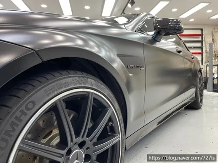 [광진구 랩핑] 밴츠 CLS 63 AMG 락그레이 랩핑 전체 제거 후 에이버리 슈프림 사틴블랙 전체랩핑 / 서울 광진구