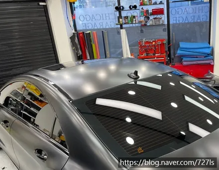 [광진구 랩핑] 밴츠 CLS 63 AMG 락그레이 랩핑 전체 제거 후 에이버리 슈프림 사틴블랙 전체랩핑 / 서울 광진구