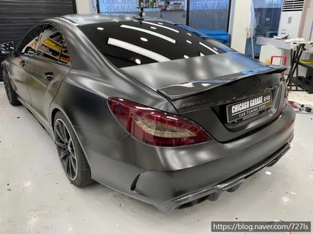 [광진구 랩핑] 밴츠 CLS 63 AMG 락그레이 랩핑 전체 제거 후 에이버리 슈프림 사틴블랙 전체랩핑 / 서울 광진구