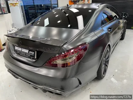 [광진구 랩핑] 밴츠 CLS 63 AMG 락그레이 랩핑 전체 제거 후 에이버리 슈프림 사틴블랙 전체랩핑 / 서울 광진구