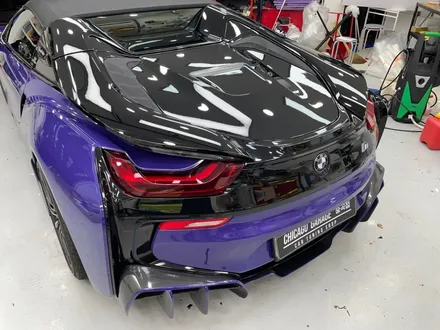 [서초 랩핑] BMW I 8 로드스터 이노즈텍(INOZETEK) 바이올렛 전체랩핑, 크롬딜리트, 리코쉴드 블랙 PPF ,데칼시공 / 서울 광진구