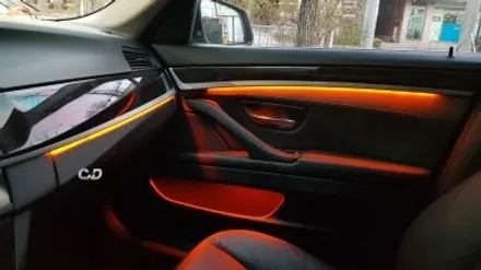 :: 대구 튜닝샵 528i F10 13년식 엠비언트 잘하는 곳 🌈:: BMW 5시리즈 3색 엠비언트(가변) 장착 - 주황색 / 아이스블루 / 화이트  :: 수입차 전문점 씨앤디✔