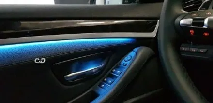 :: 대구 튜닝샵 528i F10 13년식 엠비언트 잘하는 곳 🌈:: BMW 5시리즈 3색 엠비언트(가변) 장착 - 주황색 / 아이스블루 / 화이트  :: 수입차 전문점 씨앤디✔