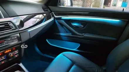 :: 대구 튜닝샵 528i F10 13년식 엠비언트 잘하는 곳 🌈:: BMW 5시리즈 3색 엠비언트(가변) 장착 - 주황색 / 아이스블루 / 화이트  :: 수입차 전문점 씨앤디✔
