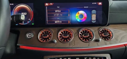 벤츠 W213 E250 22년식 LED송풍구 엠비언트 1열 2열, 4D부메스터 트위터, LED미드스피커커버 장착 튜닝작업 BENZ E클래스 실내 무드등 대구수입차튜닝 앞산 씨앤디