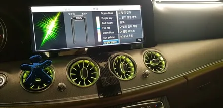 벤츠 E300 부메스터ST 전동트위터 및 송풍구 엠비언트 시공 E클래스 W213 부메스터스피커 엠비언트 LED 터빈 송풍구 실내 튜닝 3D 전동 트위터 장착 작업 대구 튜닝 씨앤디