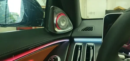수입차 튜닝 - 벤츠 S클래스 S450 W223 후석에 모니터 시공으로 지루하지 않게! 리어모니터 시공과 부메스터 전동트위터 장착으로 화사한 차량 내부를! 대구 수입차 튜닝 씨앤디