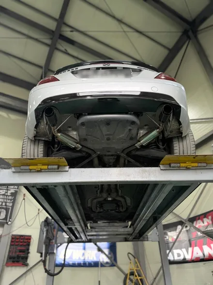 (화성배기튜닝)벤츠 SLK350 논가변 듀얼배기 카본블랙팁 튜닝 작업 디테일 +피트프로 / 경기 화성