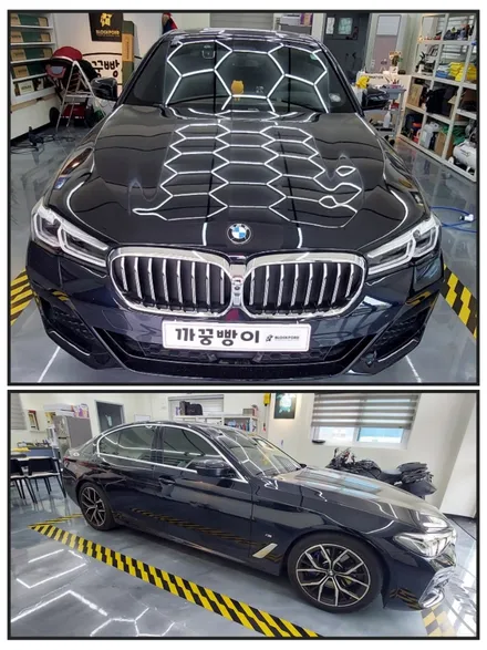 BMW 530i 전면 블랙크롬 썬팅 재시공 파인뷰 LXQ600 블랙박스  셀뱅크B200 12a 보조배터리 설치 후기~~!!! / 고양 덕양구 향동동