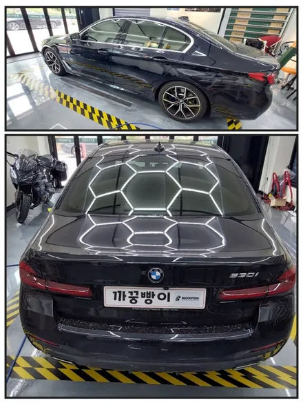 BMW 530i 전면 블랙크롬 썬팅 재시공 파인뷰 LXQ600 블랙박스  셀뱅크B200 12a 보조배터리 설치 후기~~!!! / 고양 덕양구 향동동