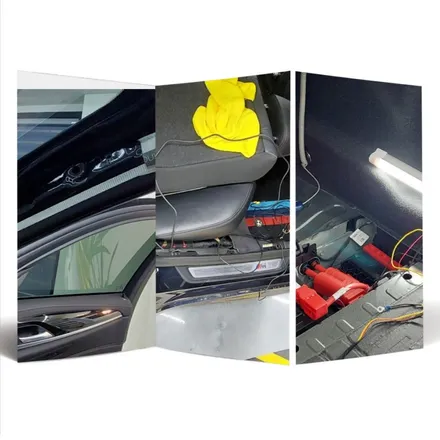 BMW 530i 전면 블랙크롬 썬팅 재시공 파인뷰 LXQ600 블랙박스  셀뱅크B200 12a 보조배터리 설치 후기~~!!! / 고양 덕양구 향동동