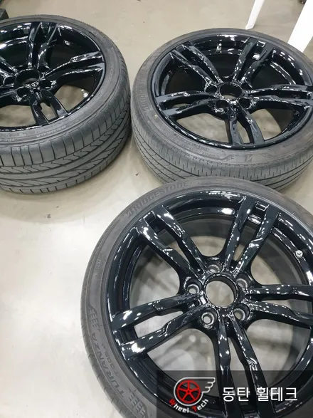 [휠도색]BMW 320D 18인치 순정휠 블랙유광 휠 재도색 - 동탄 휠수리복원 휠도색 전문점 휠테크 / 화성시 금곡동