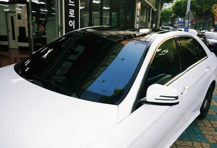 벤츠 E350d 썬팅 재시공 열차단 썬팅 블랙박스