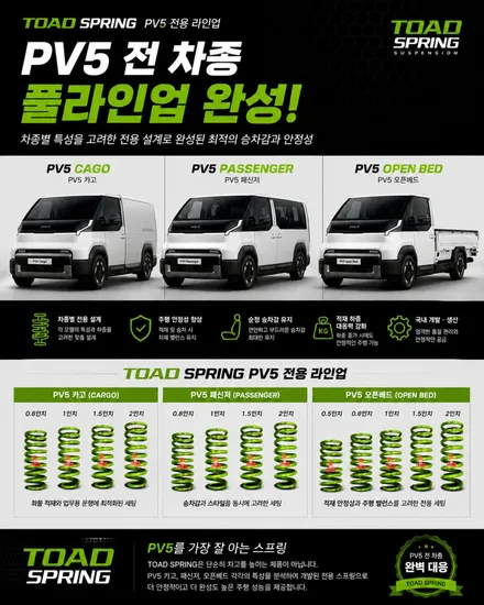 [파주 더쎈타이어] PV5 패신저 토드스프링 전륜 1인치 후륜 1.5인치 리프트업 작업 / 파주시 장곡리