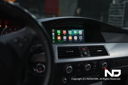 2009년 BMW E60 후기형에 무선 카플레이&안드로이드 오토 빌드 , ADD 트렁크 캐치형 후방 카메라 PGS 연동 / 서울 구로구 구로동