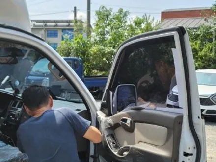 대형 화물차 썬팅 블락포디 스카이블루! 블랙박스는? / 하남 풍산동