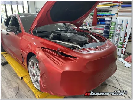 스팅어전체래핑 3m사틴뱀파이어레드전체랩핑 시공 [ 안산랩핑 ] / 안산 상록구