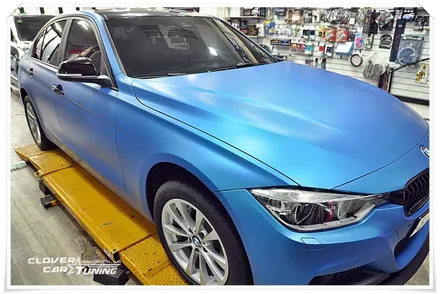 BMW 320D 3M블루메탈릭 전체랩핑 시공 및 유광블랙 에이버리루프스킨 [안산랩핑] 작업입니다. / 경기 화성 남양