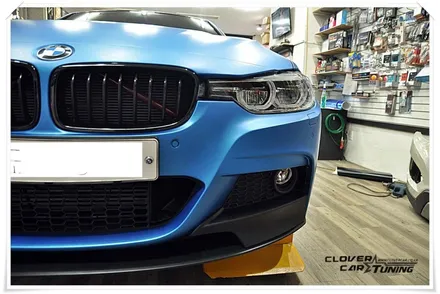 BMW 320D 3M블루메탈릭 전체랩핑 시공 및 유광블랙 에이버리루프스킨 [안산랩핑] 작업입니다. / 경기 화성 남양