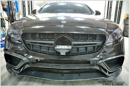 벤츠 W213 E300전체랩핑 3m 유광엠버블랙전체랩핑 및 e63amg범퍼교체 크롬죽이기랩핑 [안산랩핑] 시공입니다 / 안산 상록구