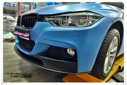 BMW 320D 3M블루메탈릭 전체랩핑 시공 및 유광블랙 에이버리루프스킨 [안산랩핑] 작업입니다. / 경기 화성 남양