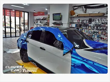 BMW320D F30  일본사쿠라 블루크롬 전체랩핑 [안산랩핑 안산크롬랩핑] 작업 입니다. / 경기 화성 남양