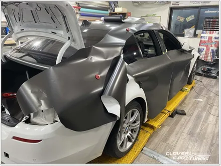 bmw F10 520d전체랩핑 에이버리 사틴다크바솔트메탈릭전체랩핑 및 크롬죽이기 시공 [ 안산랩핑 ] 입니다. / 안산 상록구