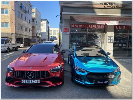 아반떼ad스포츠블루크롬랩핑 헥시스 슈퍼크롬 라이트블루크롬전체랩핑 및 나노커버 전체ppf시공 입니다. / 안산 상록구