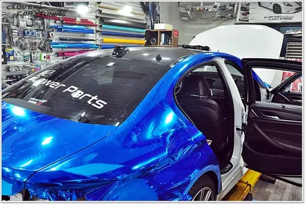 BMW G30 520d크롬랩핑 에이버리  블루크롬전체랩핑 시공 [안산랩핑]입니다. / 안산 상록구
