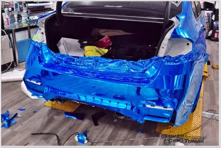 bmw 320d크롬랩핑 에이버리블루크롬랩핑 접촉사고 후 앞범퍼 와 리어범퍼교체 및 블루크롬랩핑 재시공 [ 안산랩핑 ] 입니다. / 안산 상록구