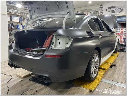 bmw F10 520d전체랩핑 에이버리 사틴다크바솔트메탈릭전체랩핑 및 크롬죽이기 시공 [ 안산랩핑 ] 입니다. / 안산 상록구