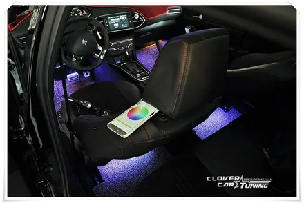푸조308GT 360도브릴리언트 RGB컬러 소리반응 무드등 블루투스타입 1열2열 파노라마썬루프 무드등 작업 입니다. / 경기 화성 남양