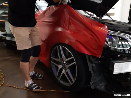 파주일산 벤츠 S350d 3M 세틴레드 전체 랩핑 시공. / 고양 덕양구 동산동