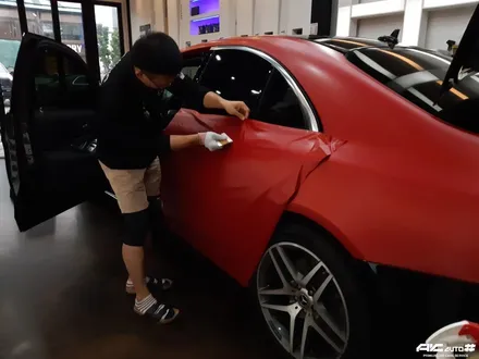 파주일산 벤츠 S350d 3M 세틴레드 전체 랩핑 시공. / 고양 덕양구 동산동