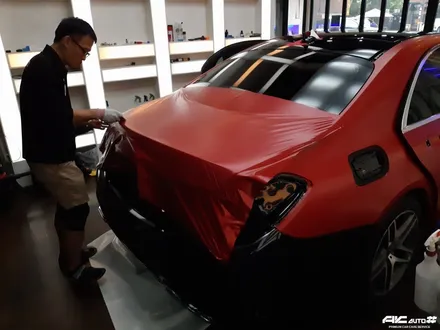 파주일산 벤츠 S350d 3M 세틴레드 전체 랩핑 시공. / 고양 덕양구 동산동