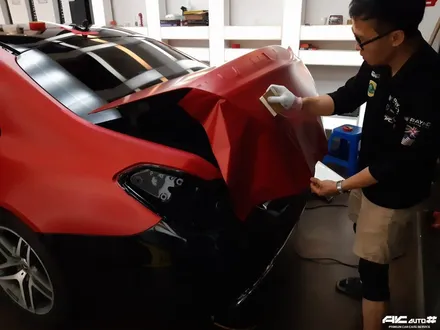 파주일산 벤츠 S350d 3M 세틴레드 전체 랩핑 시공. / 고양 덕양구 동산동