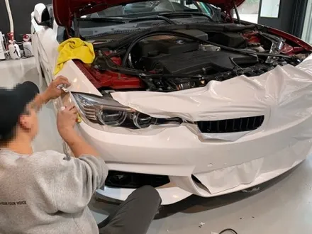 BMW 4시리즈 컨버터블 유광 화이트 랩핑 - 랩핑 보험처리 / 강남,개포,서초