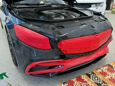 벤츠 S63 AMG 쿠페 로얄 그린 전체 풀랩핑, 전체 크롬 죽이기, 포지드 카본 포인트 랩핑 PPF 보호필름 시공 / 서울 강남