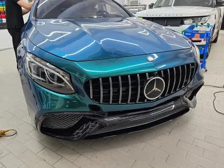 벤츠 S63 AMG 쿠페 로얄 그린 전체 풀랩핑, 전체 크롬 죽이기, 포지드 카본 포인트 랩핑 PPF 보호필름 시공 / 서울 강남