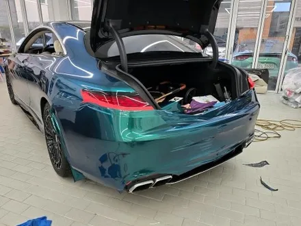 벤츠 S63 AMG 쿠페 로얄 그린 전체 풀랩핑, 전체 크롬 죽이기, 포지드 카본 포인트 랩핑 PPF 보호필름 시공 / 서울 강남