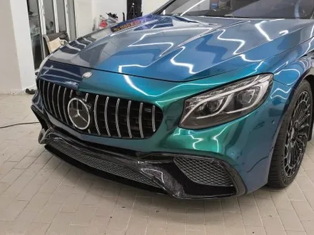 벤츠 S63 AMG 쿠페 로얄 그린 전체 풀랩핑, 전체 크롬 죽이기, 포지드 카본 포인트 랩핑 PPF 보호필름 시공 / 서울 강남