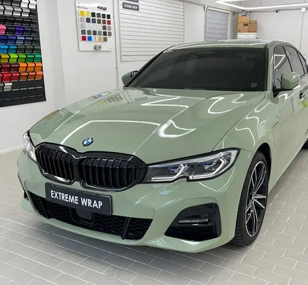 BMW 330e 랩핑 사고 보험처리 LB \'카키 그린\' / 강남,개포,서초