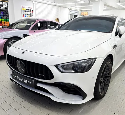벤츠 AMG GT43 AMG 전체 크롬 죽이기, 루프 스킨으로 더욱 포스 있게!! 고광택 유광 블랙 / 서울 강남
