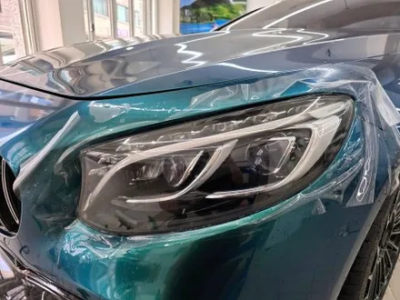 벤츠 S63 AMG 쿠페 로얄 그린 전체 풀랩핑, 전체 크롬 죽이기, 포지드 카본 포인트 랩핑 PPF 보호필름 시공 / 서울 강남