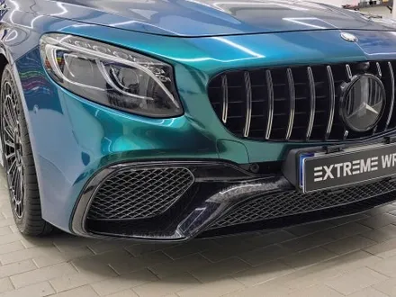 벤츠 S63 AMG 쿠페 로얄 그린 전체 풀랩핑, 전체 크롬 죽이기, 포지드 카본 포인트 랩핑 PPF 보호필름 시공 / 서울 강남