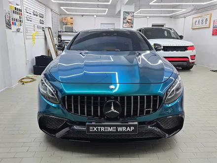 벤츠 S63 AMG 쿠페 로얄 그린 전체 풀랩핑, 전체 크롬 죽이기, 포지드 카본 포인트 랩핑 PPF 보호필름 시공 / 서울 강남