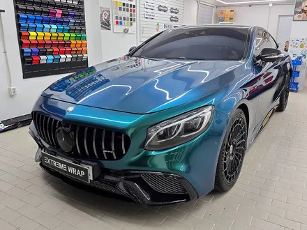 벤츠 S63 AMG 쿠페 로얄 그린 전체 풀랩핑, 전체 크롬 죽이기, 포지드 카본 포인트 랩핑 PPF 보호필름 시공 / 서울 강남