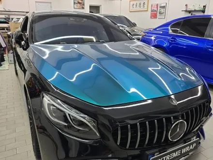 벤츠 S63 AMG 쿠페 로얄 그린 전체 풀랩핑, 전체 크롬 죽이기, 포지드 카본 포인트 랩핑 PPF 보호필름 시공 / 서울 강남
