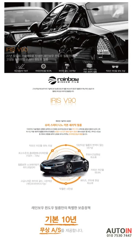 i♥오토인 렉서스 ES300h 프리미엄 신차 패키지 / 레인보우 V90 썬팅 + PPF 4종 + 코일매트 + 신형번호판 가이드 장착